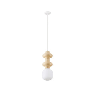 Lampa wisząca ceramiczna ze szklanym kloszem Polly II 18cm opal / żółty