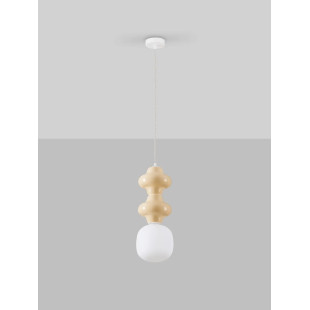 Lampa wisząca ceramiczna ze szklanym kloszem Polly II 18cm opal / żółty
