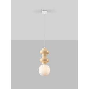 Lampa wisząca ceramiczna ze szklanym kloszem Polly II 18cm opal / żółty