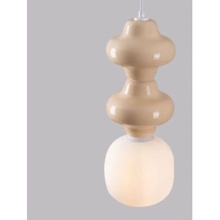 Lampa wisząca ceramiczna ze szklanym kloszem Polly II 18cm opal / żółty