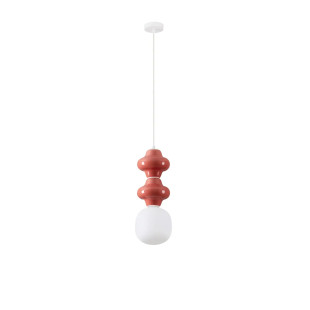 Lampa wisząca ceramiczna ze szklanym kloszem Polly II 18cm opal / czerwony