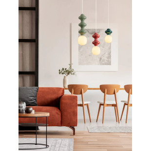 Lampa wisząca ceramiczna ze szklanym kloszem Polly II 18cm opal / czerwony