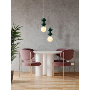 Lampa wisząca ceramiczna ze szklanym kloszem Polly II 18cm opal / zielony