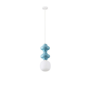 Lampa wisząca ceramiczna ze szklanym kloszem Polly II 18cm opal / niebieski