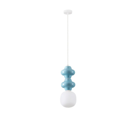 Lampa wisząca ceramiczna ze szklanym kloszem Polly II 18cm opal / niebieski
