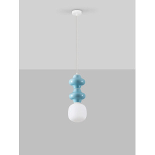Lampa wisząca ceramiczna ze szklanym kloszem Polly II 18cm opal / niebieski