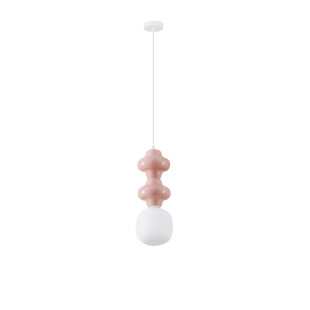Lampa wisząca ceramiczna ze szklanym kloszem Polly II 18cm opal / różowy