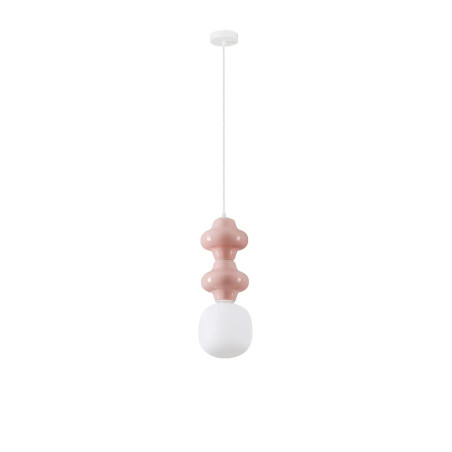 Lampa wisząca ceramiczna ze szklanym kloszem Polly II 18cm opal / różowy