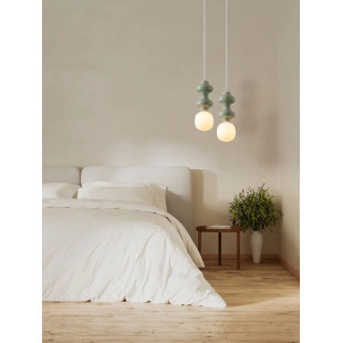 Lampa wisząca ceramiczna ze szklanym kloszem Polly II 18cm opal / zielony