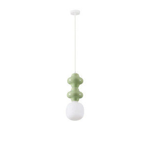 Lampa wisząca ceramiczna ze szklanym kloszem Polly II 18cm opal / zielony