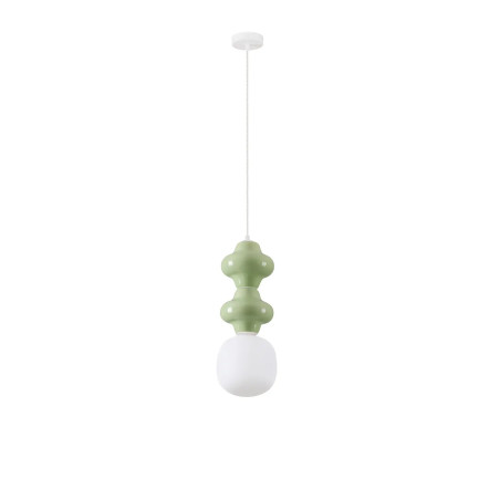 Lampa wisząca ceramiczna ze szklanym kloszem Polly II 18cm opal / zielony