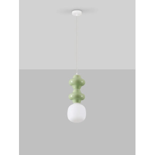 Lampa wisząca ceramiczna ze szklanym kloszem Polly II 18cm opal / zielony