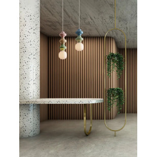 Lampa wisząca ceramiczna ze szklanym kloszem Polly II 18cm opal / zielony / niebieski