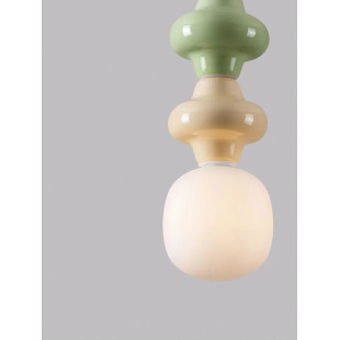 Lampa wisząca ceramiczna ze szklanym kloszem Polly II 18cm opal / zielony / żółty