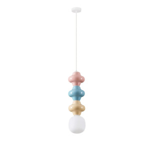 Lampa wisząca ceramiczna ze szklanym kloszem Polly III 18cm opal / żółty / niebieski / różowy
