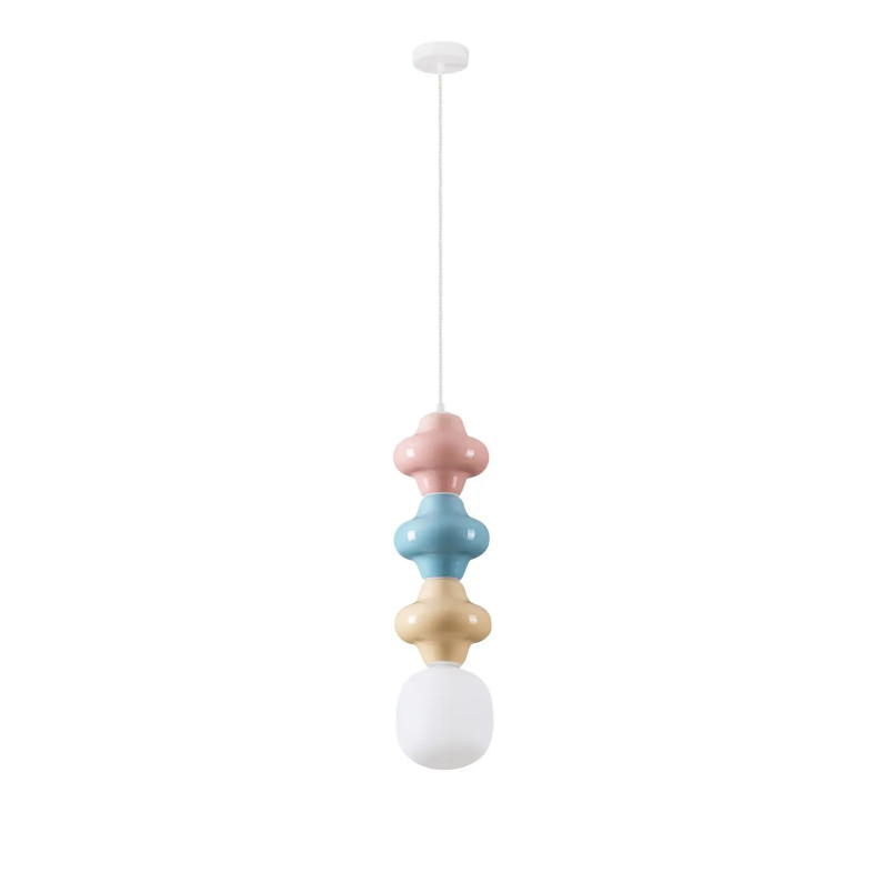 Lampa wisząca ceramiczna ze szklanym kloszem Polly III 18cm opal / żółty / niebieski / różowy