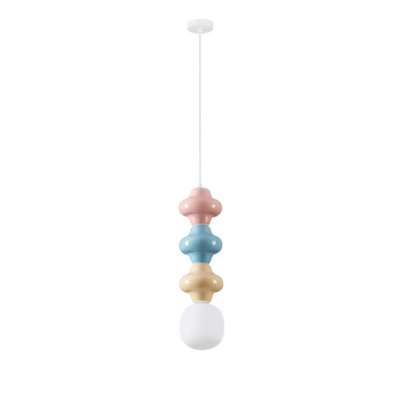 Lampa wisząca ceramiczna ze szklanym kloszem Polly III 18cm opal / żółty / niebieski / różowy