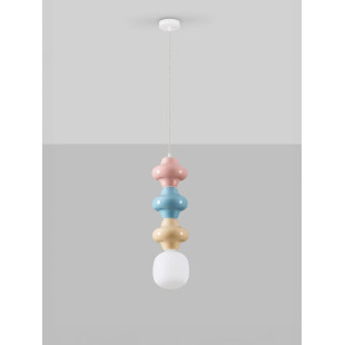 Lampa wisząca ceramiczna ze szklanym kloszem Polly III 18cm opal / żółty / niebieski / różowy