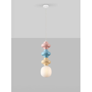 Lampa wisząca ceramiczna ze szklanym kloszem Polly III 18cm opal / żółty / niebieski / różowy