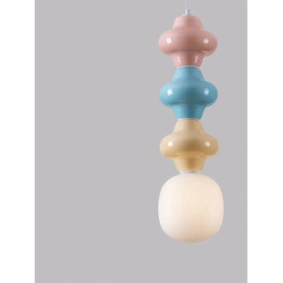 Lampa wisząca ceramiczna ze szklanym kloszem Polly III 18cm opal / żółty / niebieski / różowy