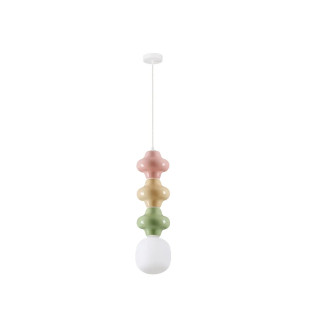 Lampa wisząca ceramiczna ze szklanym kloszem Polly III 18cm opal / żółty / zielony / różowy