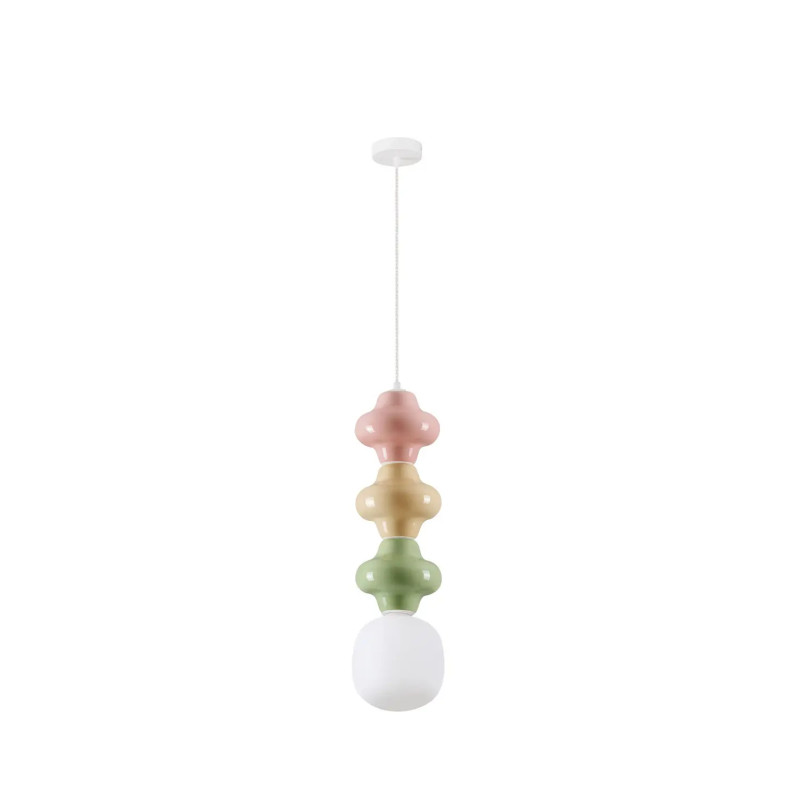 Lampa wisząca ceramiczna ze szklanym kloszem Polly III 18cm opal / żółty / zielony / różowy