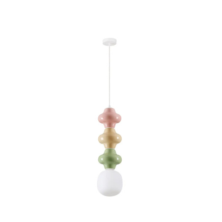 Lampa wisząca ceramiczna ze szklanym kloszem Polly III 18cm opal / żółty / zielony / różowy