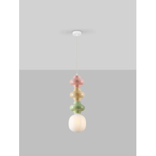 Lampa wisząca ceramiczna ze szklanym kloszem Polly III 18cm opal / żółty / zielony / różowy