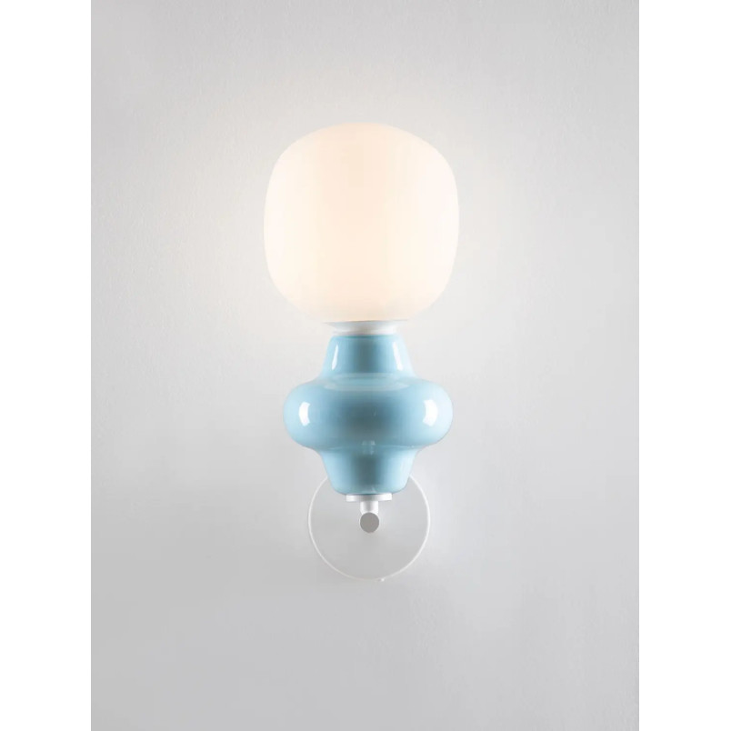Kinkiet ceramiczny ze szklanym kloszem Polly opal / niebieski