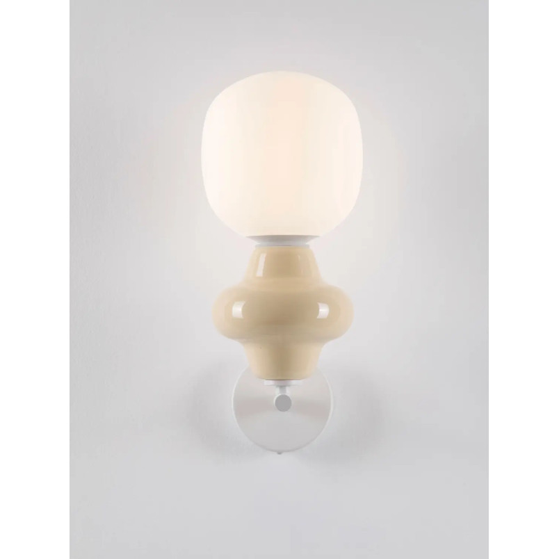 Kinkiet ceramiczny ze szklanym kloszem Polly opal / żółty