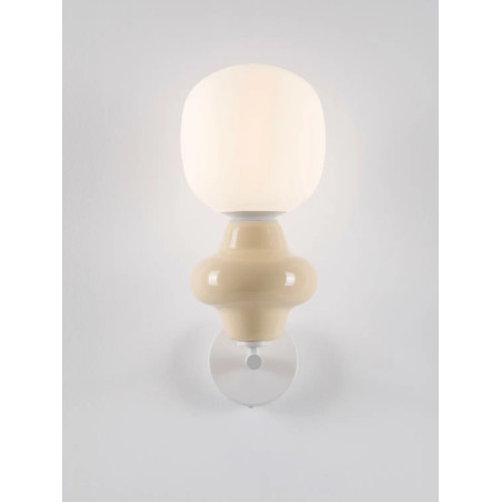 Kinkiet ceramiczny ze szklanym kloszem Polly opal / żółty