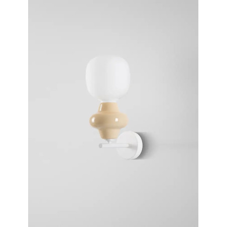 Kinkiet ceramiczny ze szklanym kloszem Polly opal / żółty