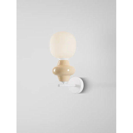 Kinkiet ceramiczny ze szklanym kloszem Polly opal / żółty
