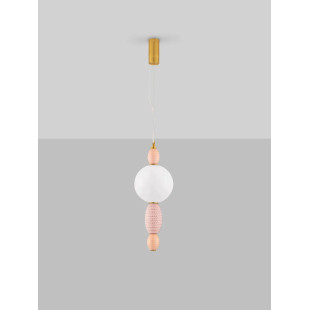 Lampa wisząca ceramiczna ze szklaną kulą Susi LED 3000K 20cm opal / multikolor