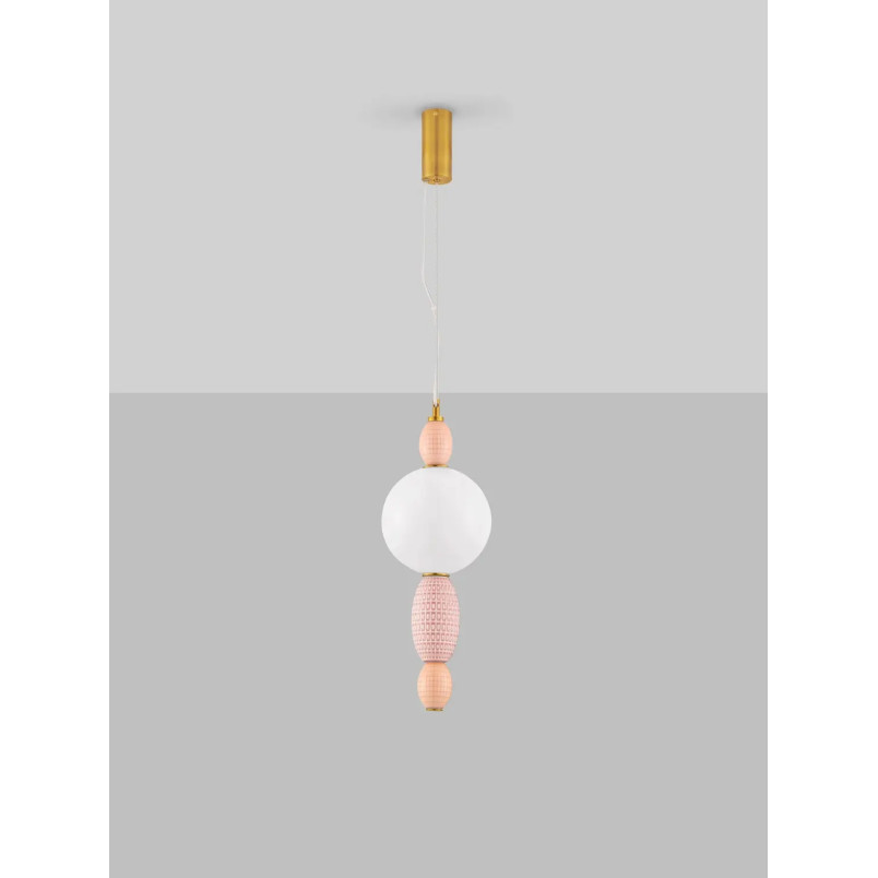 Lampa wisząca ceramiczna ze szklaną kulą Susi LED 3000K 20cm opal / multikolor