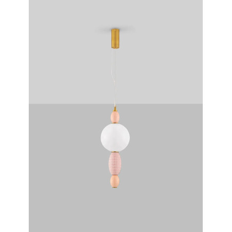 Lampa wisząca ceramiczna ze szklaną kulą Susi LED 3000K 20cm opal / multikolor