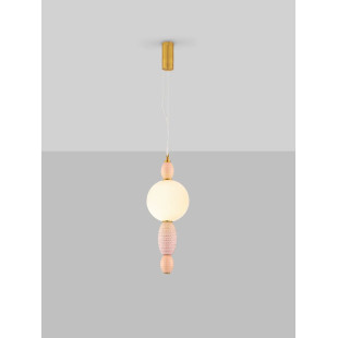Lampa wisząca ceramiczna ze szklaną kulą Susi LED 3000K 20cm opal / multikolor