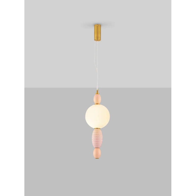 Lampa wisząca ceramiczna ze szklaną kulą Susi LED 3000K 20cm opal / multikolor