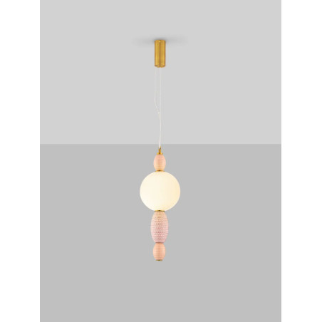 Lampa wisząca ceramiczna ze szklaną kulą Susi LED 3000K 20cm opal / multikolor