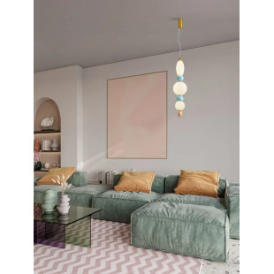 Lampa wisząca ceramiczna ze szklaną kulą Susi II LED 3000K 20cm opal / multikolor
