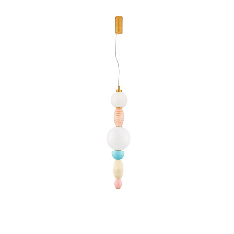 Lampa wisząca ceramiczna ze szklaną kulą Susi II LED 3000K 20cm opal / multikolor