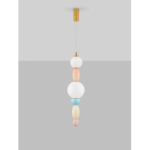 Lampa wisząca ceramiczna ze szklaną kulą Susi II LED 3000K 20cm opal / multikolor