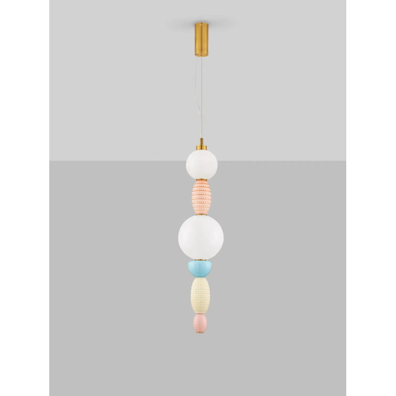 Lampa wisząca ceramiczna ze szklaną kulą Susi II LED 3000K 20cm opal / multikolor