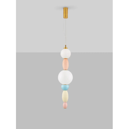 Lampa wisząca ceramiczna ze szklaną kulą Susi II LED 3000K 20cm opal / multikolor