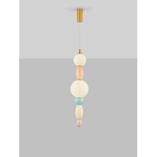 Lampa wisząca ceramiczna ze szklaną kulą Susi II LED 3000K 20cm opal / multikolor