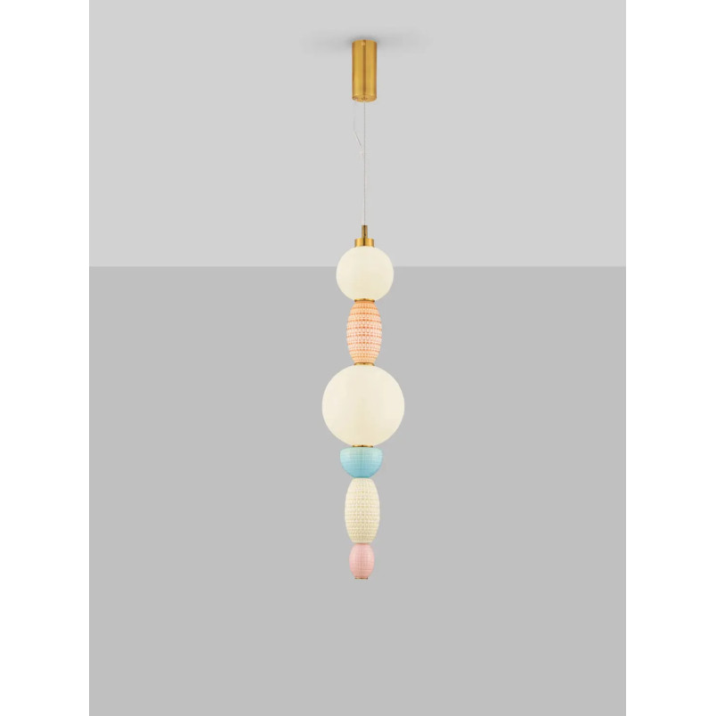 Lampa wisząca ceramiczna ze szklaną kulą Susi II LED 3000K 20cm opal / multikolor