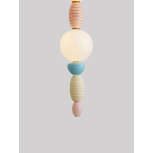 Lampa wisząca ceramiczna ze szklaną kulą Susi II LED 3000K 20cm opal / multikolor