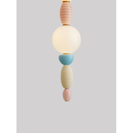 Lampa wisząca ceramiczna ze szklaną kulą Susi II LED 3000K 20cm opal / multikolor
