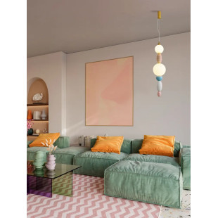 Lampa wisząca ceramiczna ze szklaną kulą Susi III LED 3000K 20cm opal / multikolor