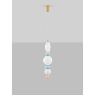 Lampa wisząca ceramiczna ze szklaną kulą Susi III LED 3000K 20cm opal / multikolor